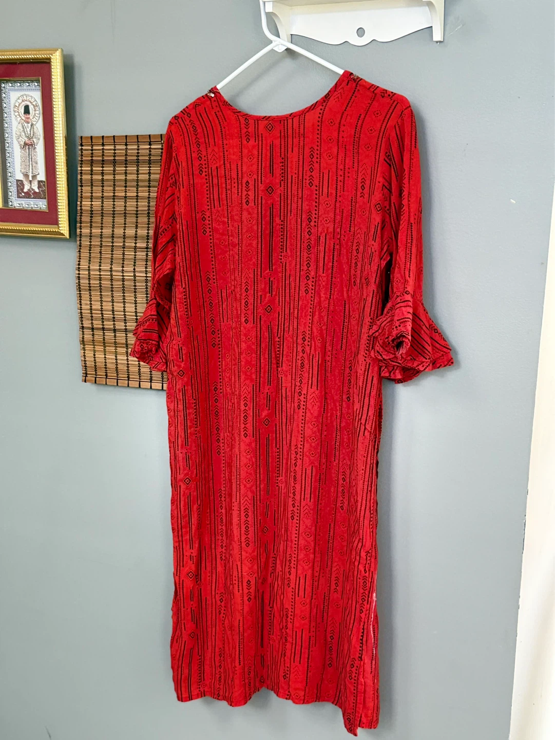Red Dress with Black Geometric Print and Sequins - XXL - photo 4