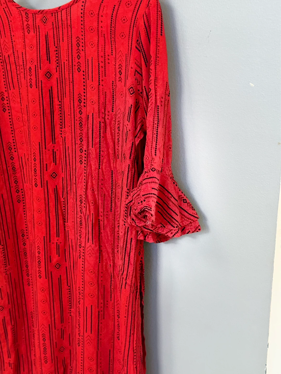 Red Dress with Black Geometric Print and Sequins - XXL - photo 5
