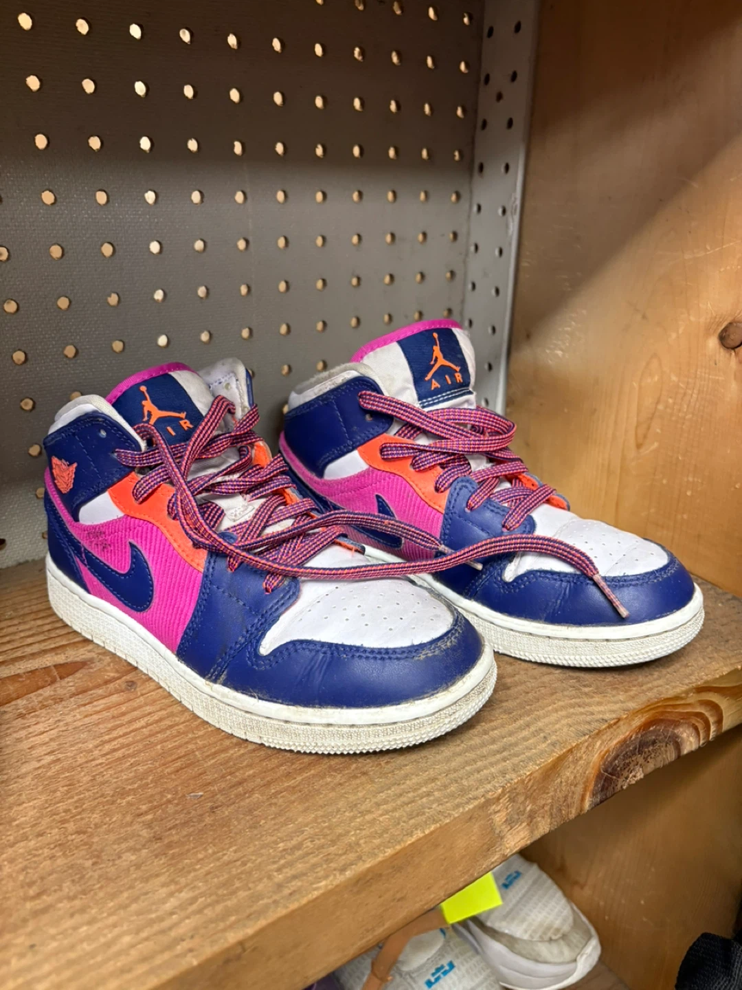 Nike Air Jordan pink white and blue size 3