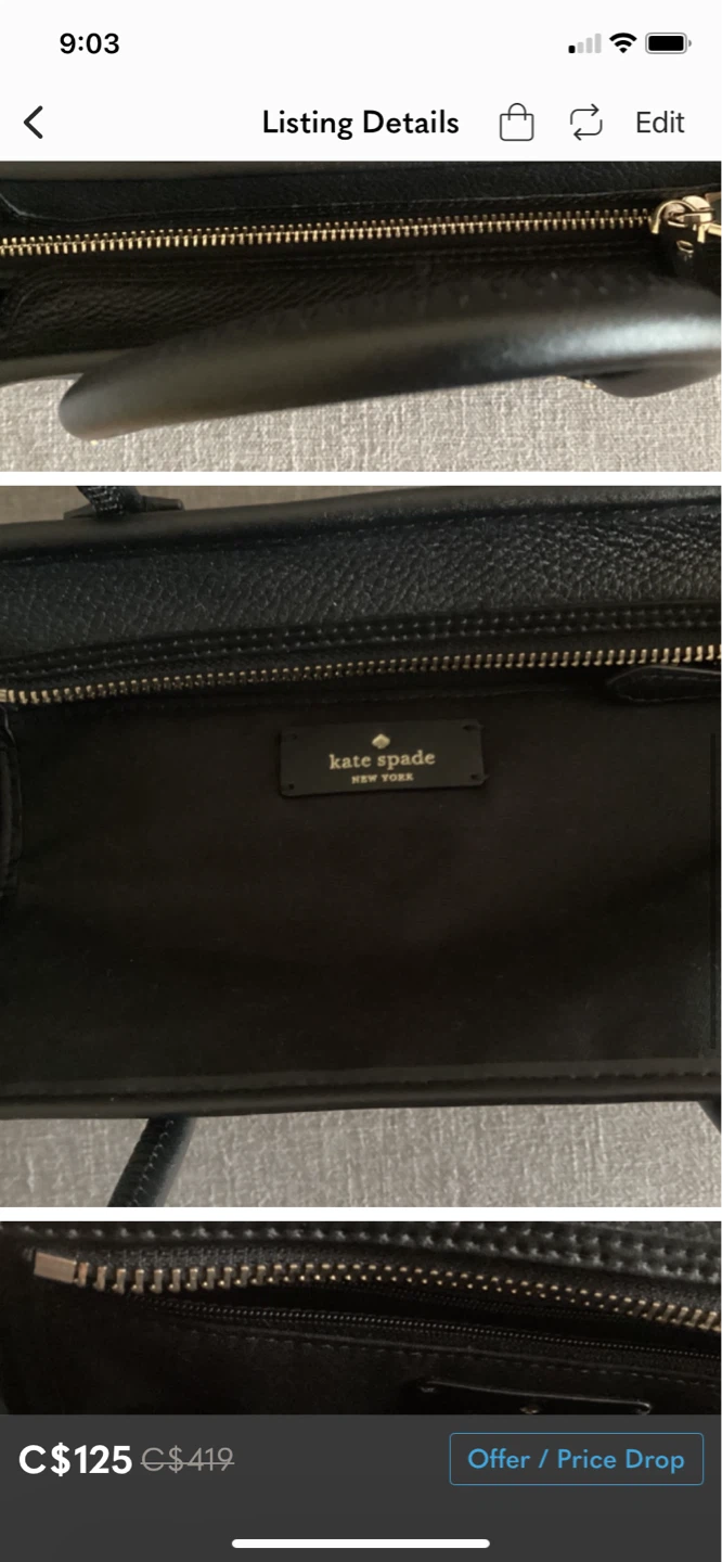 Kate Spade Black Leather Tote Bag with Strap - photo 3
