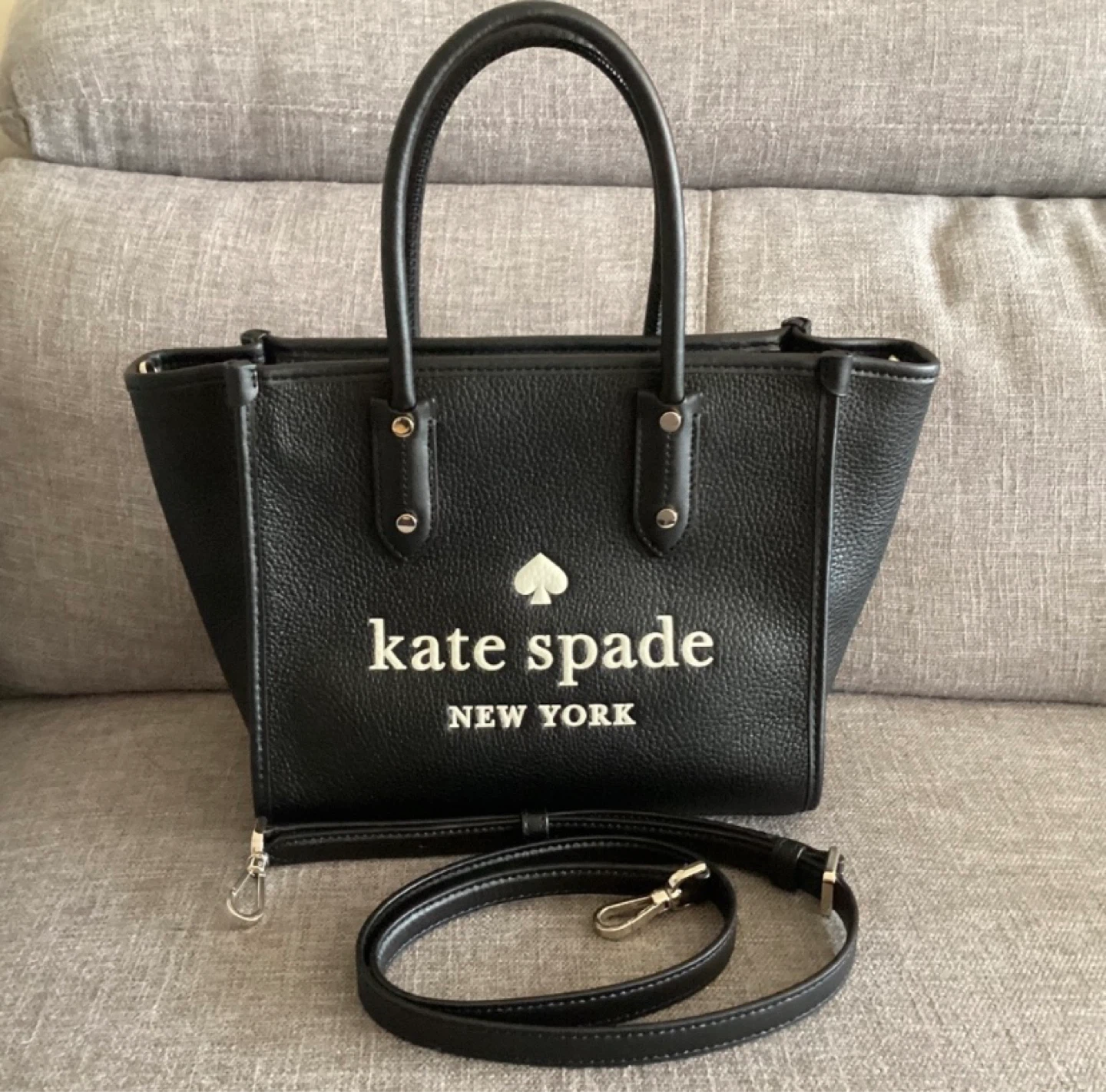 Kate Spade Black Leather Tote Bag with Strap