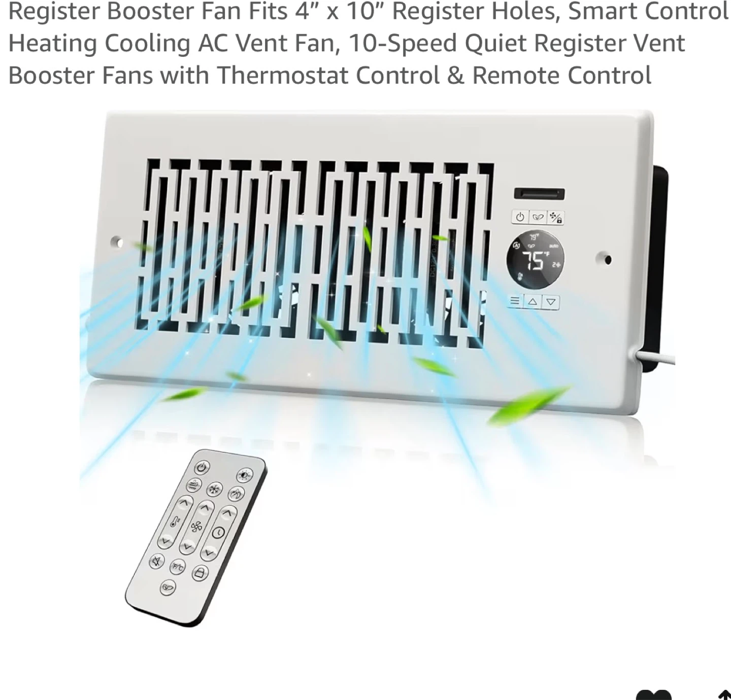 Smart Register Booster Fan - Improve Home Airflow RB4