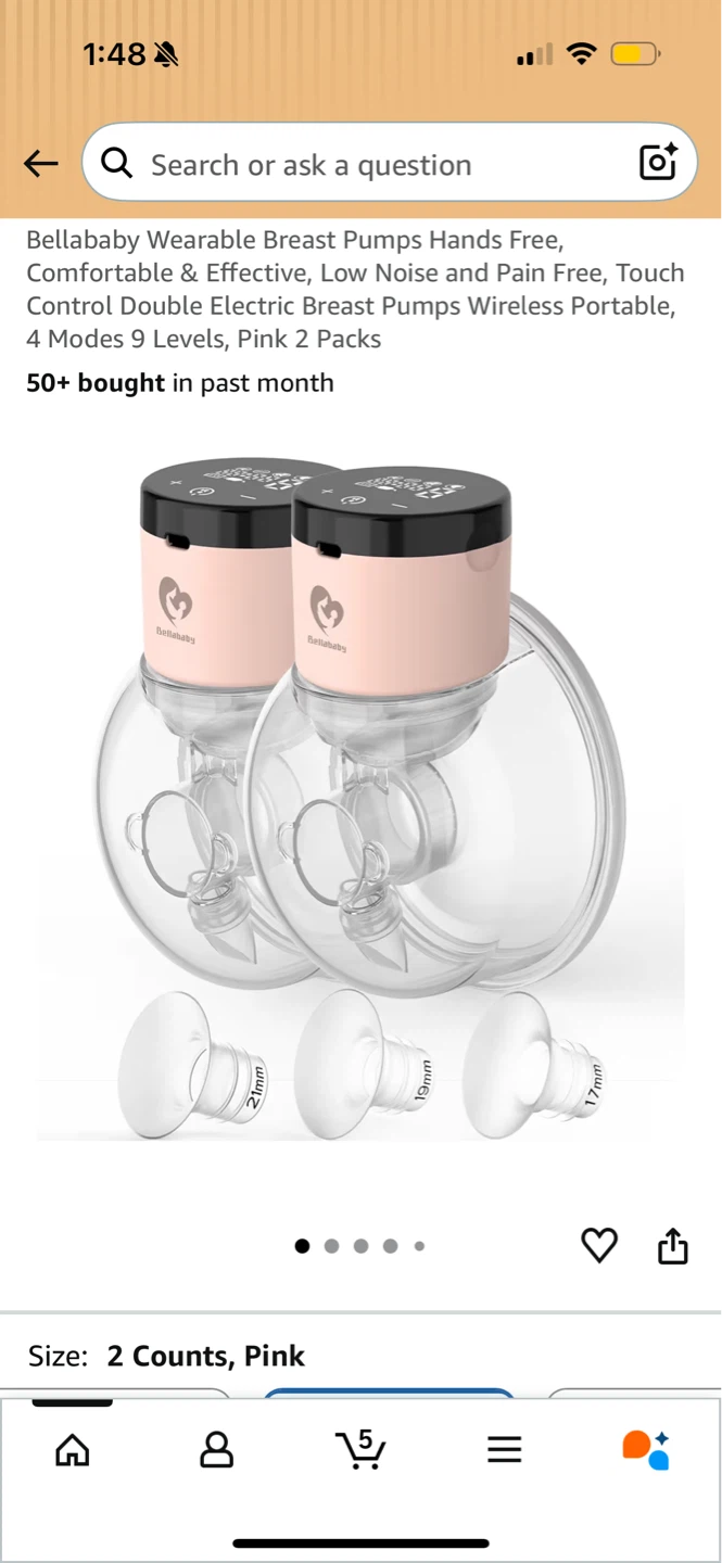 Bellababy Wearable Breast Pumps - 2 Counts, Pink