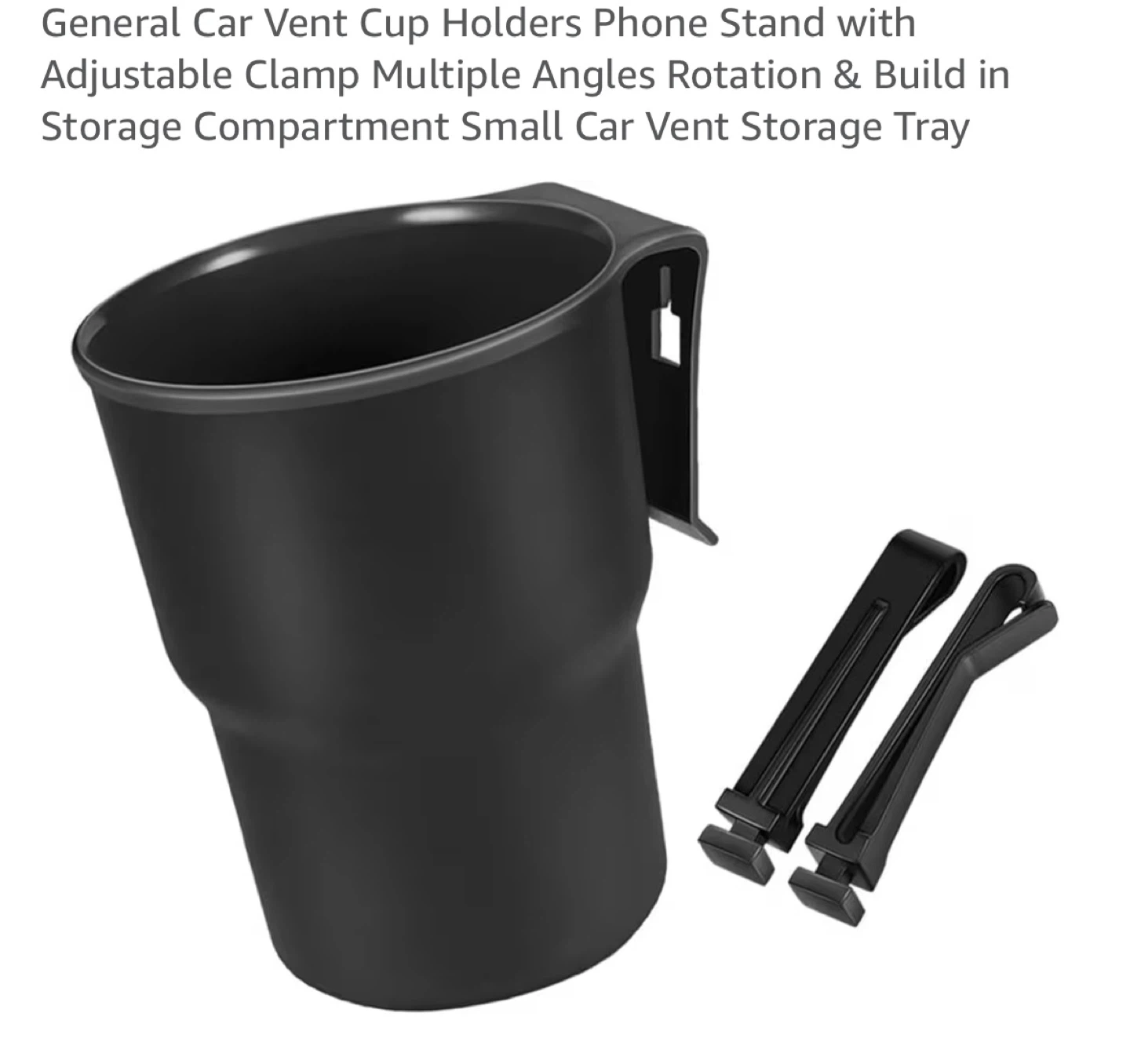 Car Vent Cup Holder & Phone Stand with Storage Compartment
