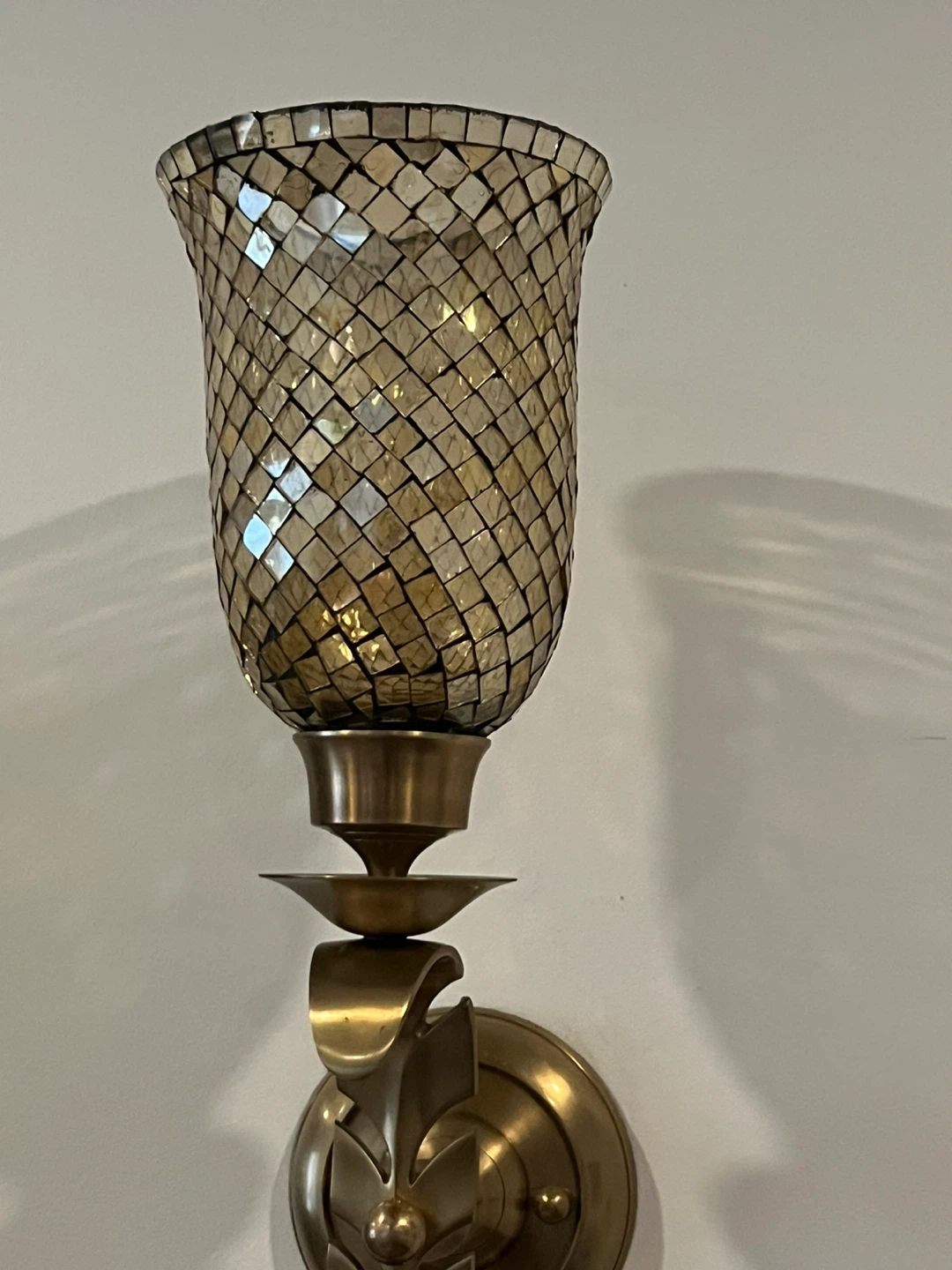 Mosaic Glass and Brass Sconce Lamp - photo 4