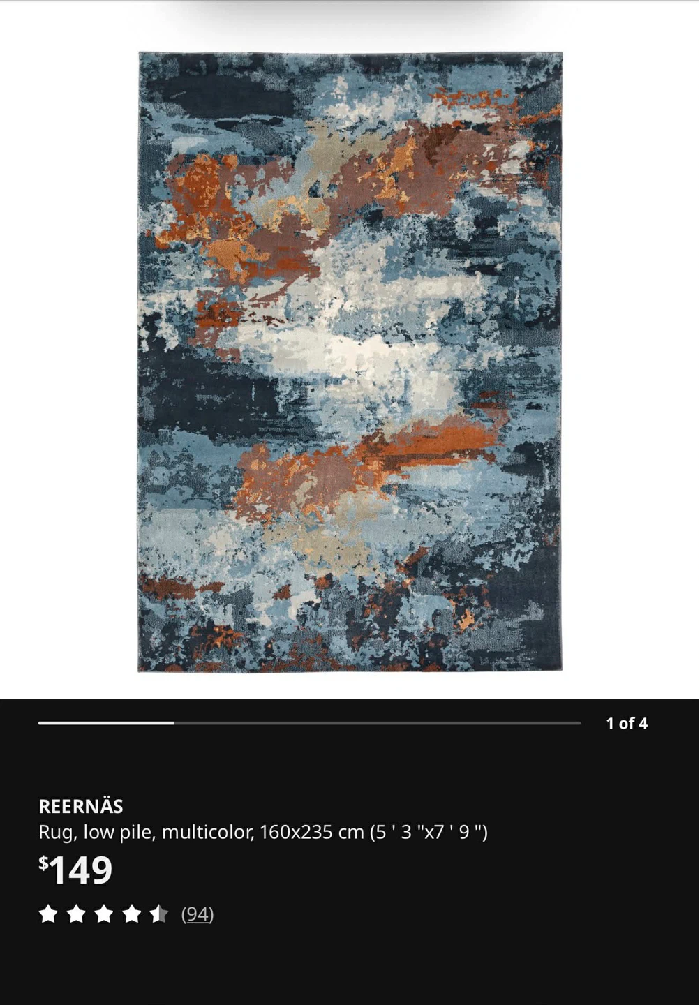 IKEA REERNÄS Low Pile Rug - Multicolor 160x235 cm - photo 2