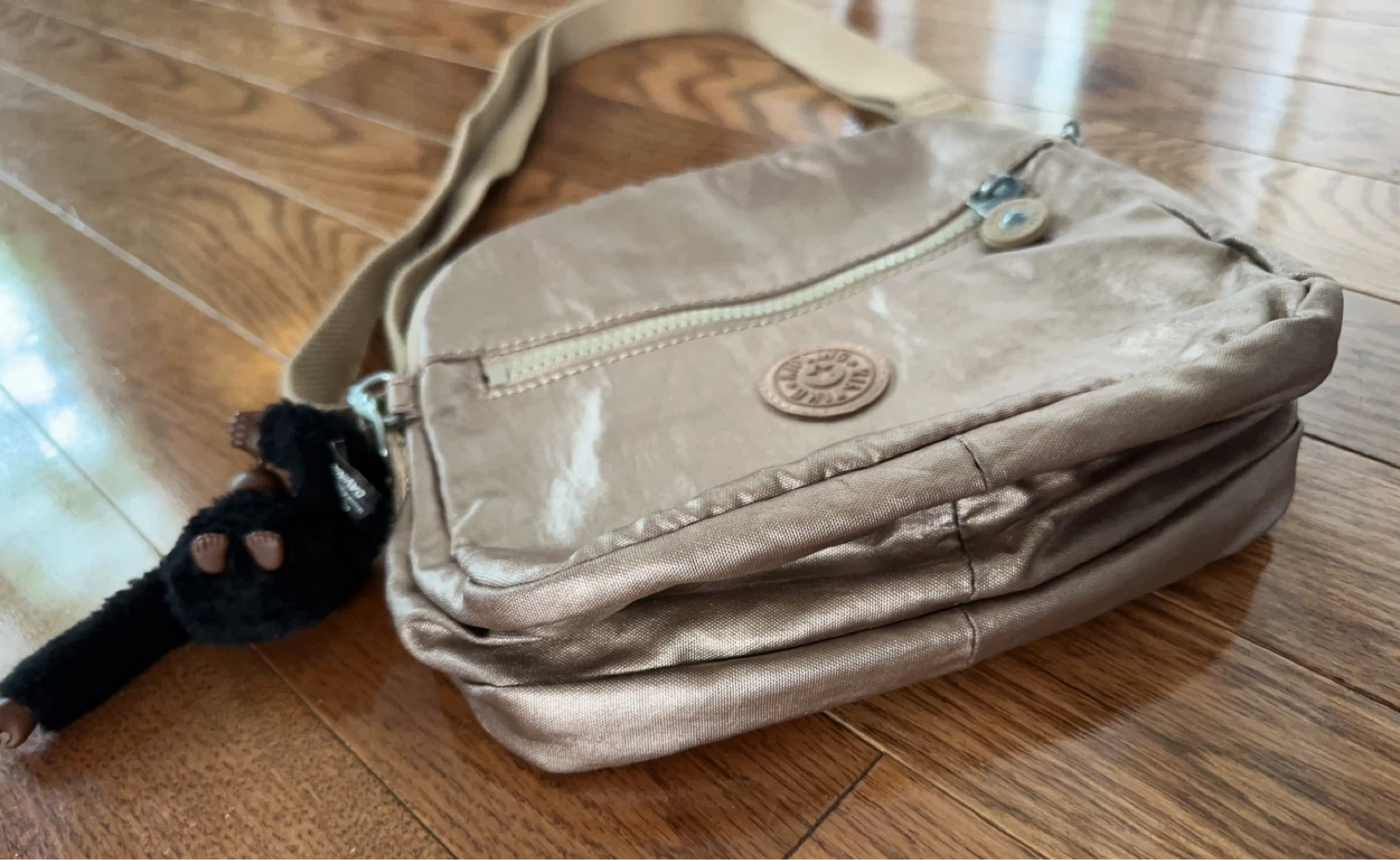 Kipling Crossbody Bag with Monkey Charm - Rose Gold - photo 2