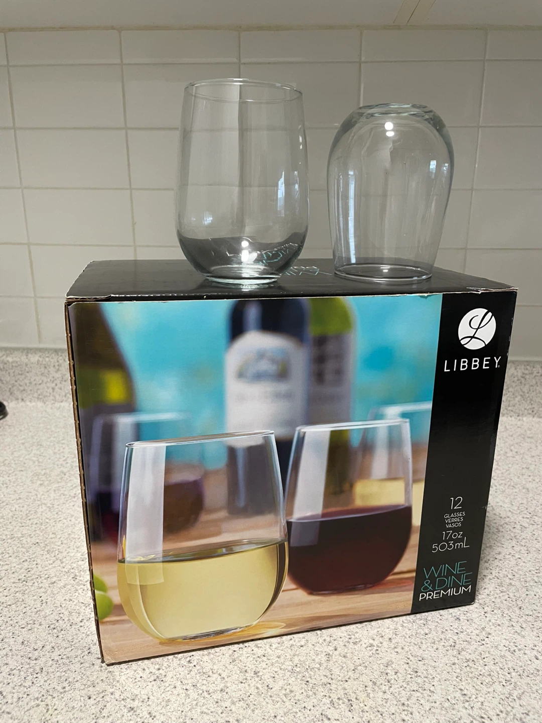 Libbey Wine & Dine Premium Stemless Wine Glasses - Set of 12