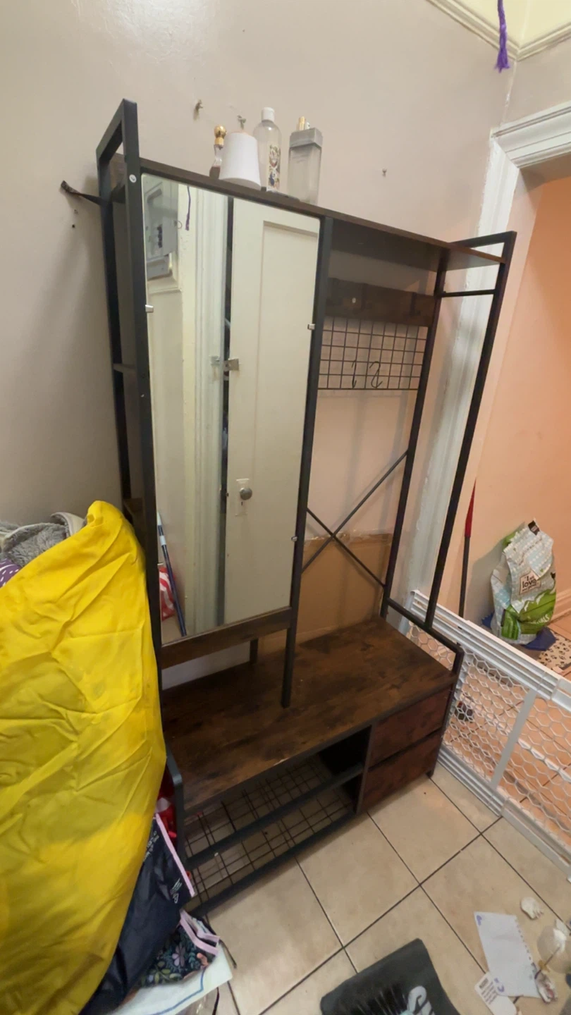 Hall Tree with Mirror and Storage