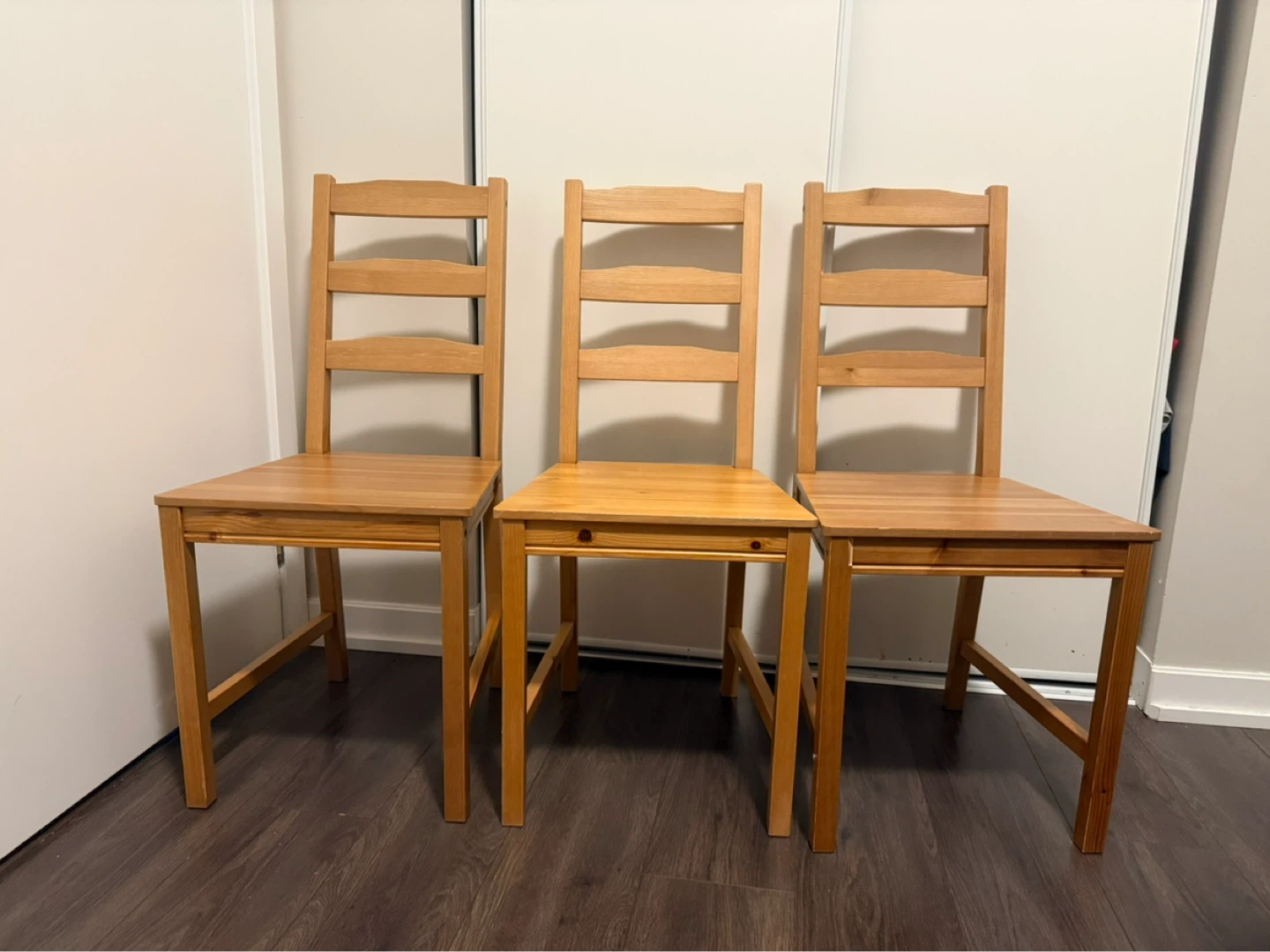 Set of 3 Wooden Dining Chairs