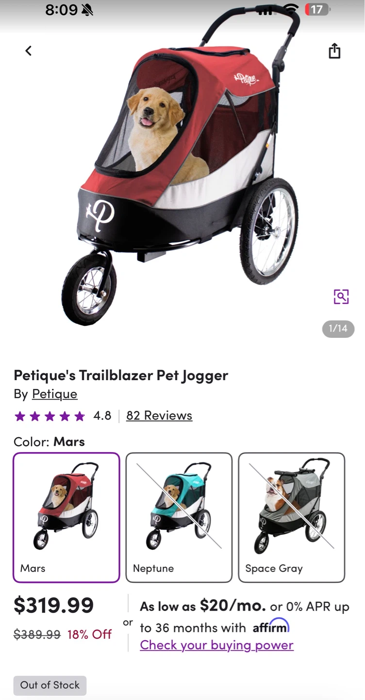 Petique Trailblazer Pet Jogger - Blue Color