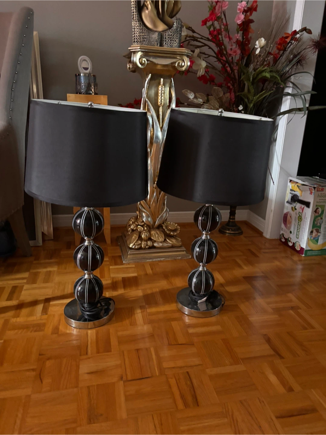 🌱Pair of Black Ball Accent Table Lamps - photo 3