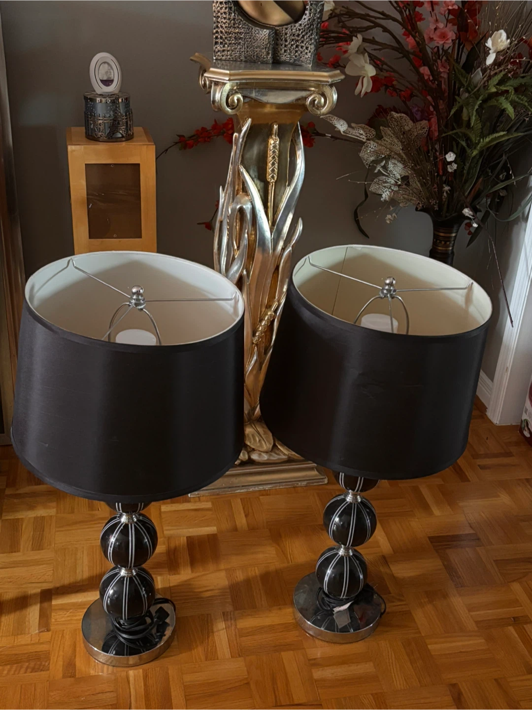🌱Pair of Black Ball Accent Table Lamps - photo 4