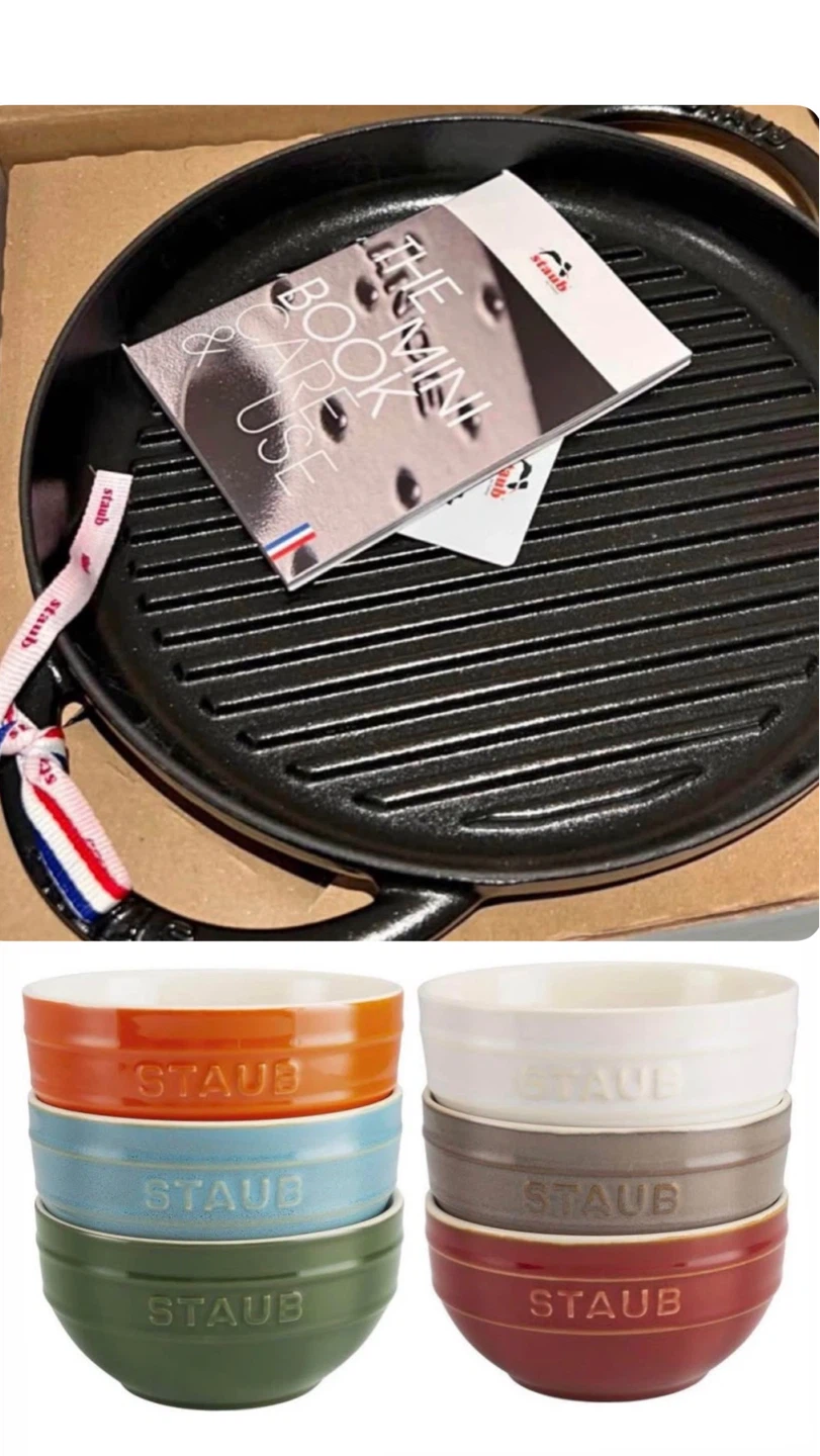 STAUB Bundle Brand New Grill Pan & 6 ceramic bowls - photo 2