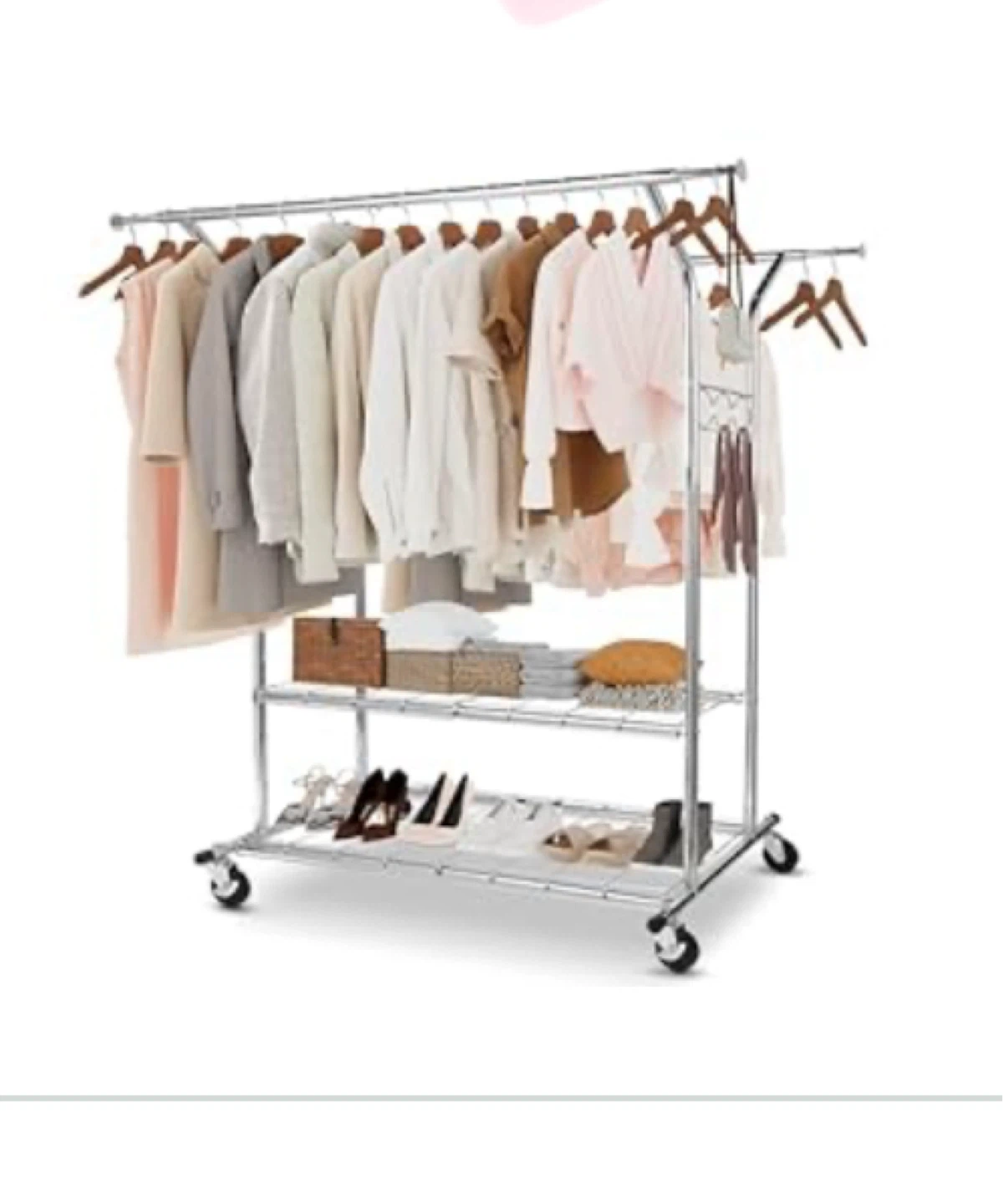 Double Bar Garment Rack with Shelves