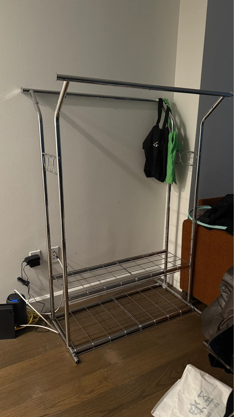 Double Bar Garment Rack with Shelves - photo 2