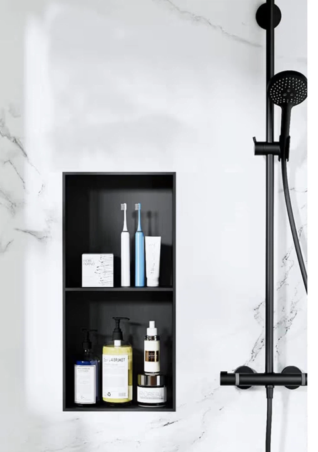 Stainless Steel Shower organizer- 2 Grids Black Matte - photo 3
