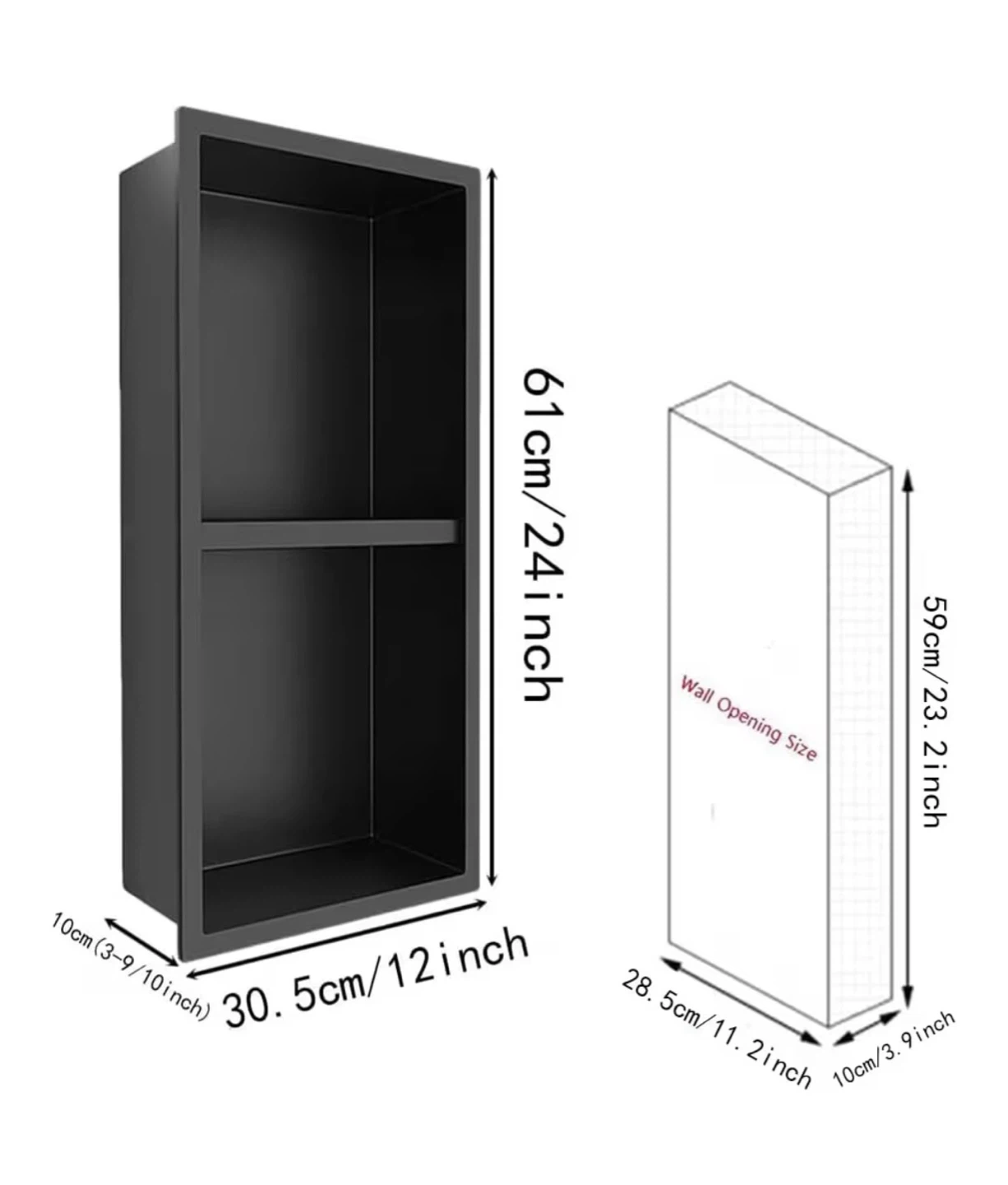 Stainless Steel Shower organizer- 2 Grids Black Matte - photo 2
