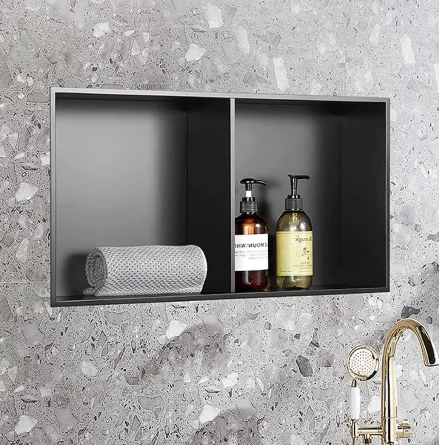 Stainless Steel Shower organizer- 2 Grids Black Matte - photo 4