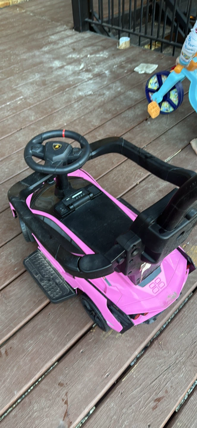 Pink Lamborghini Ride-On Car with Handle