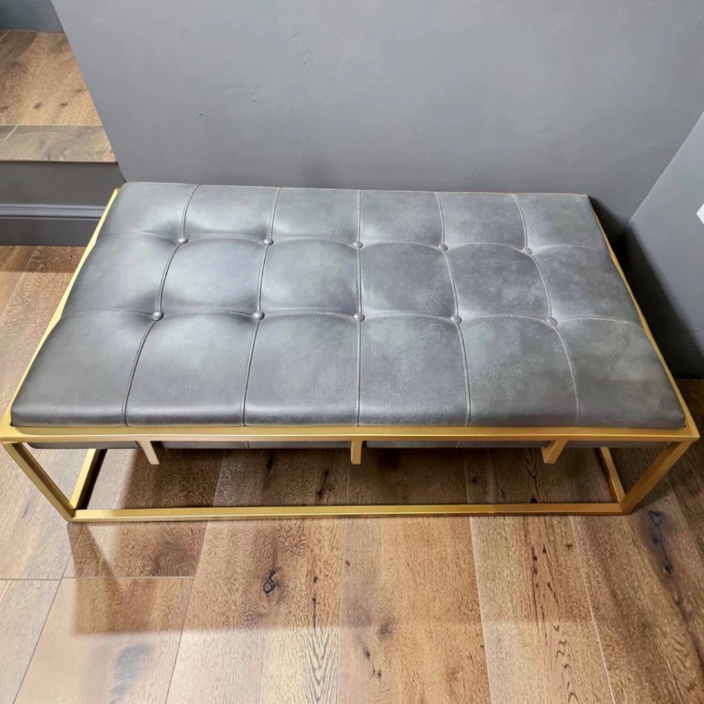 New Gray and Gold Tufted Modern Coffee Table