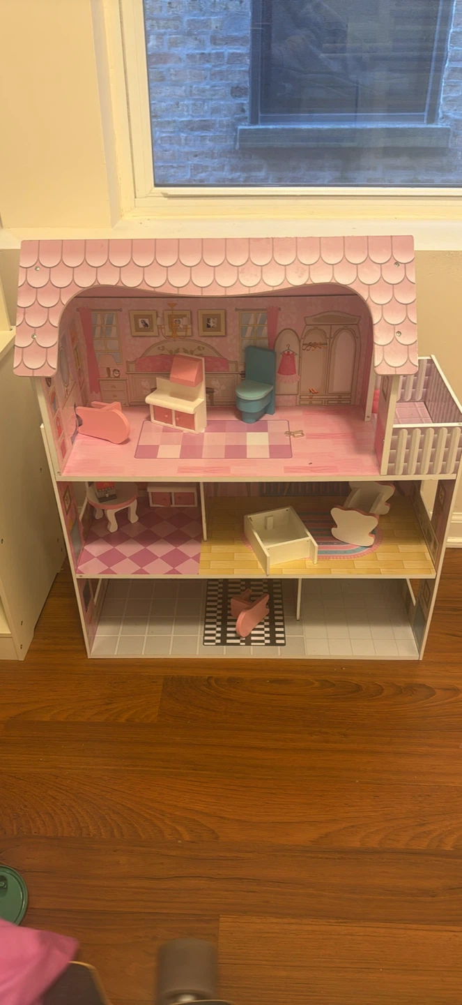 Wooden Dollhouse with Furniture - photo 2