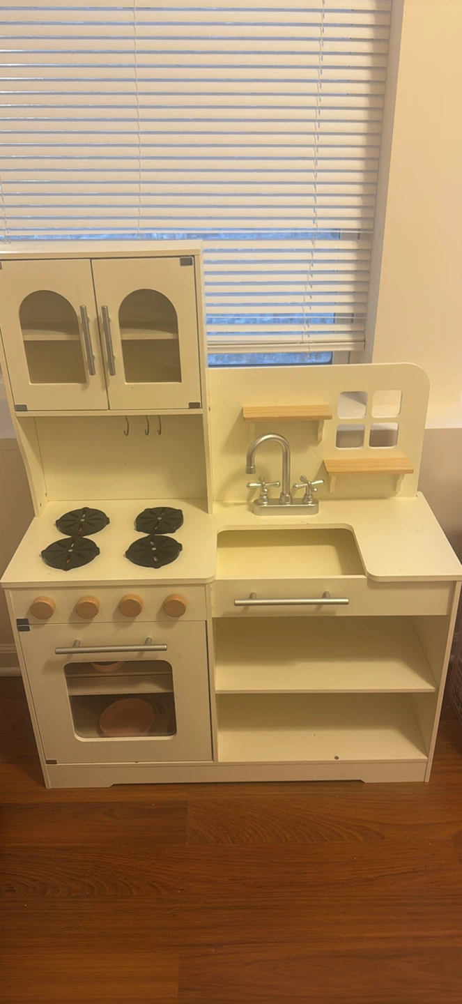 Kid's Wooden Play Kitchen - Cream - photo 3