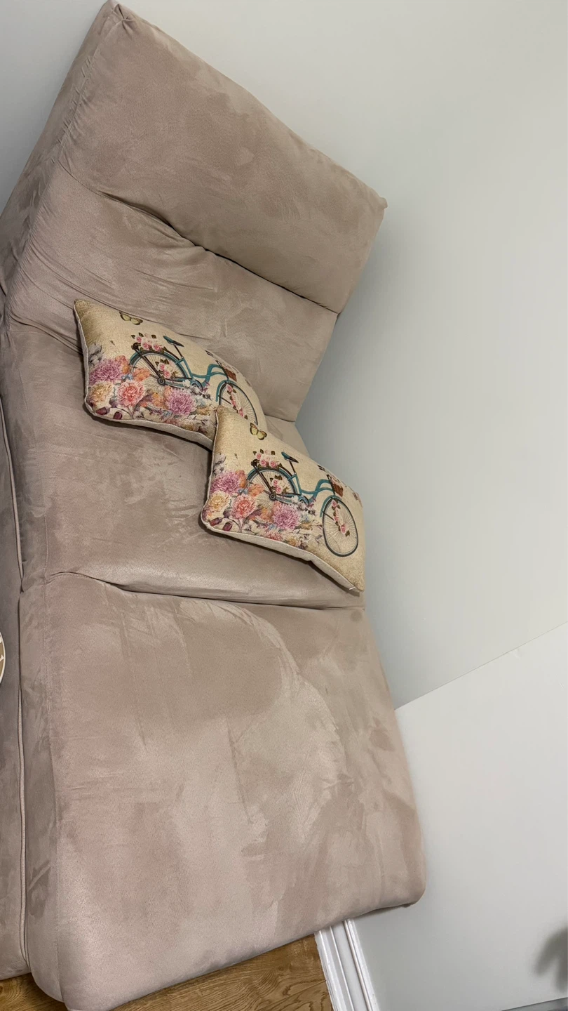 Beige Chaise Lounge with Decorative Pillows
