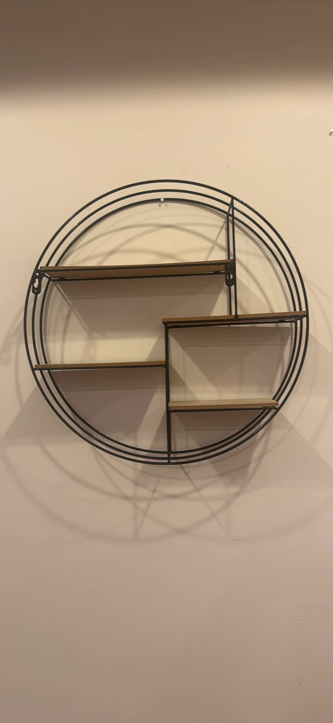 Round Wall Shelf with Wood Shelves - photo 2