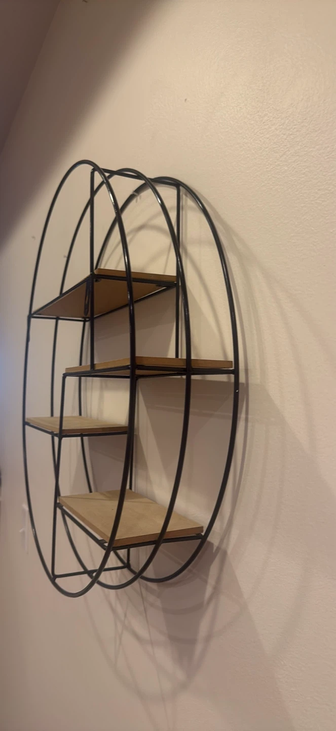 Round Wall Shelf with Wood Shelves