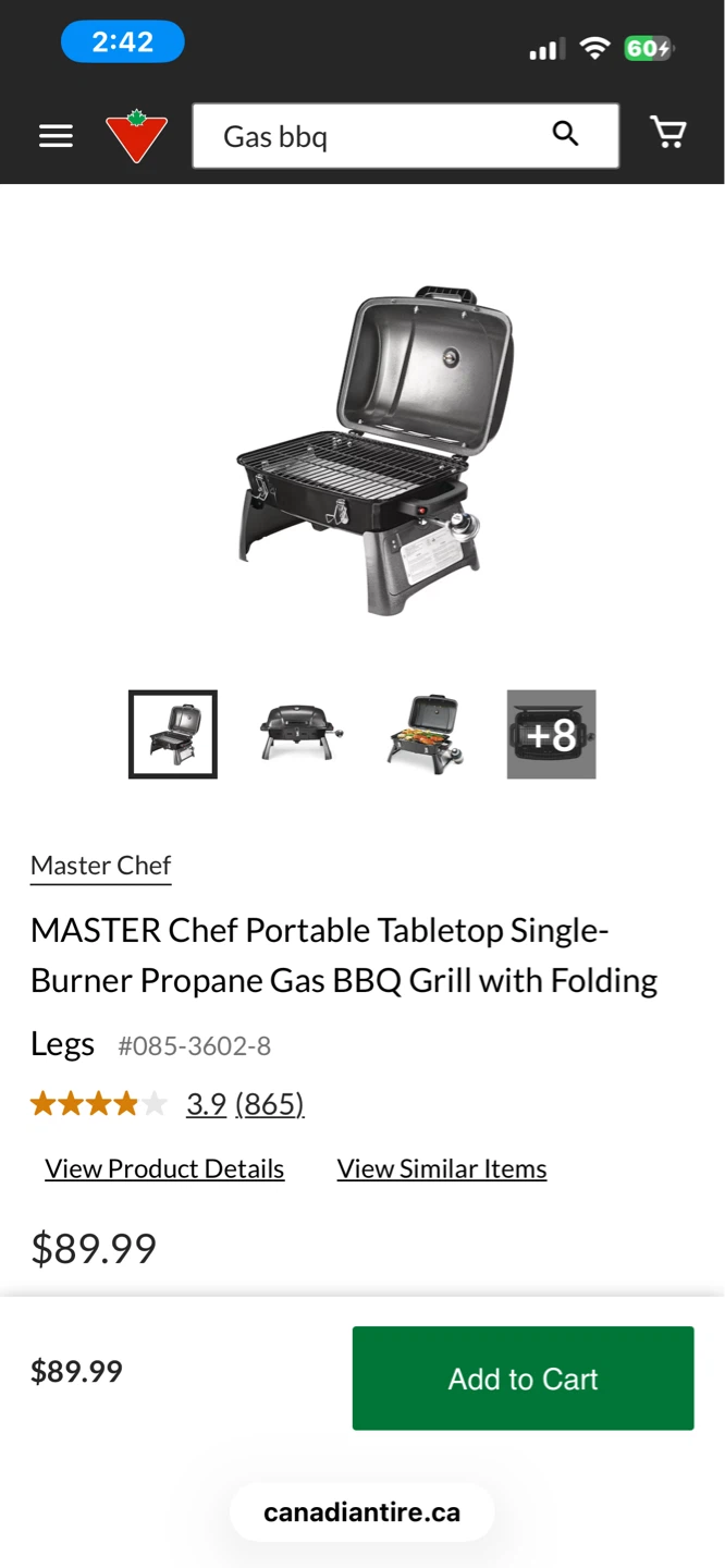 Portable Tabletop Propane Gas BBQ Grill w/ Folding Legs - photo 3