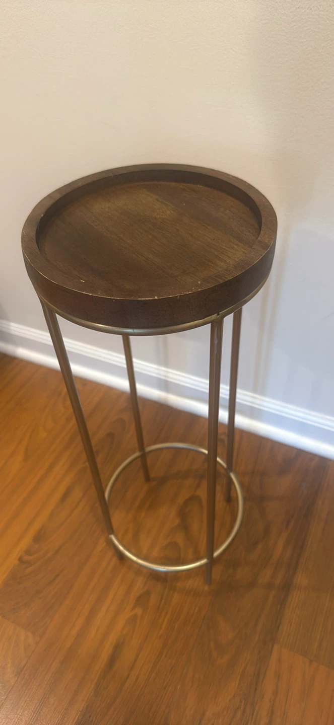 Round Wood Top Side Table with Gold Legs