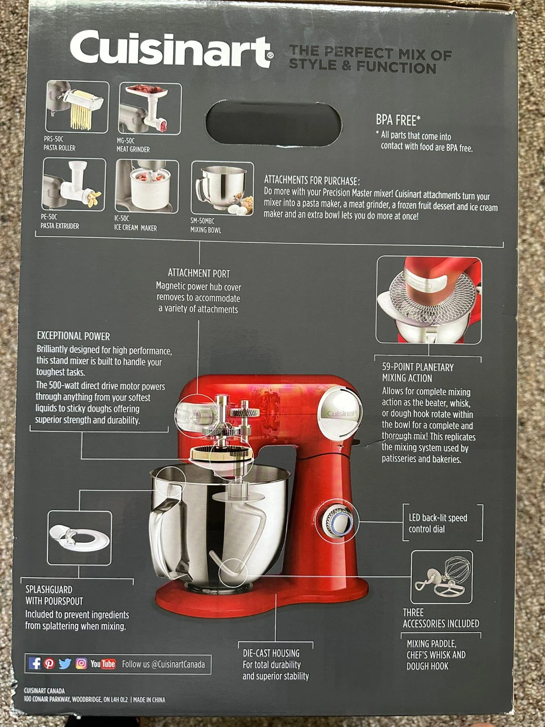 Cuisinart Precision Master 5.5-Quart Stand Mixer - Red