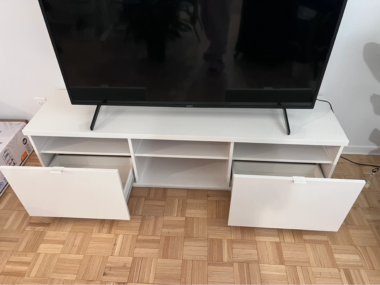 White Media Console TV Stand with Storage - photo 2