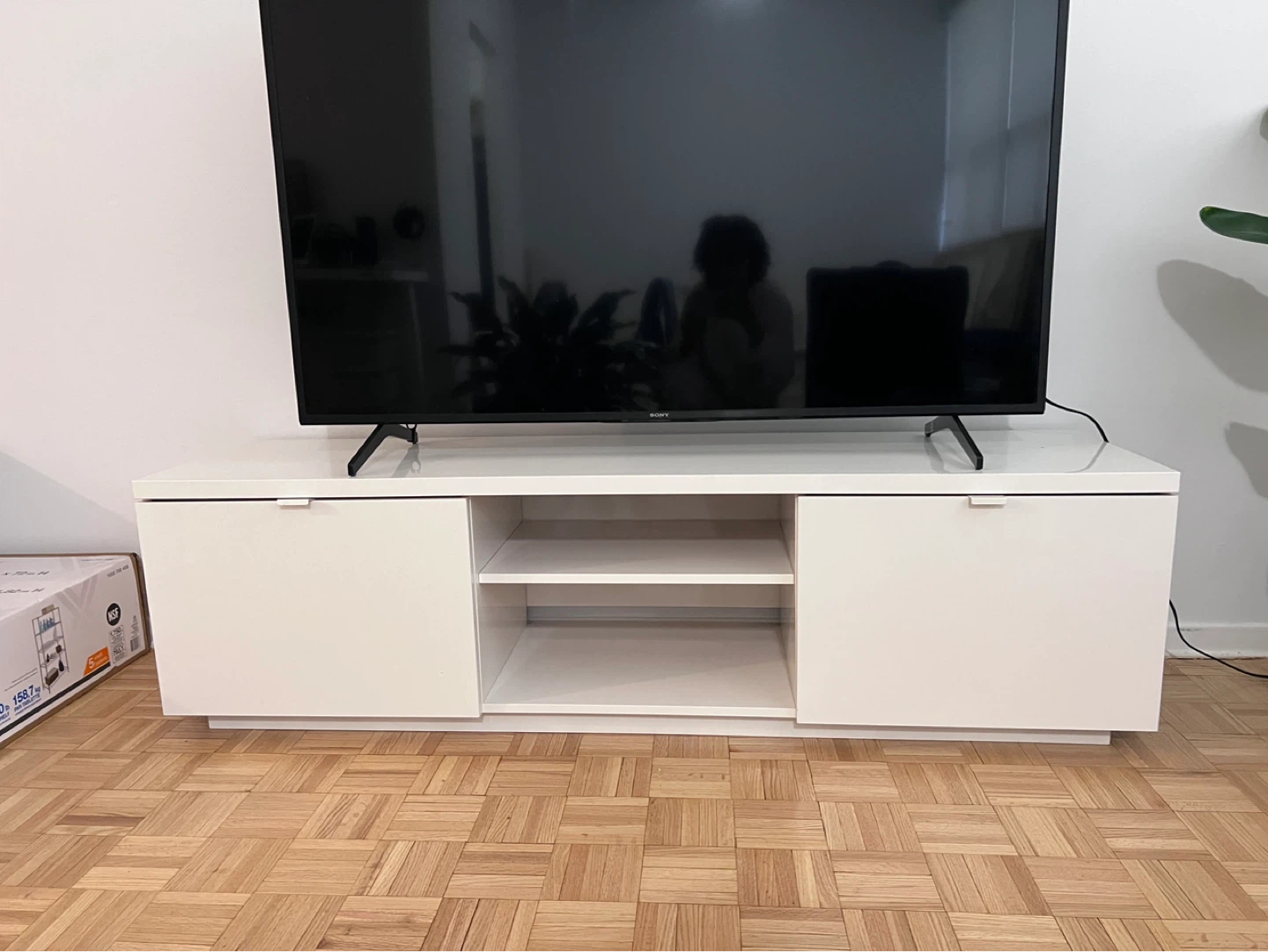 White Media Console TV Stand with Storage