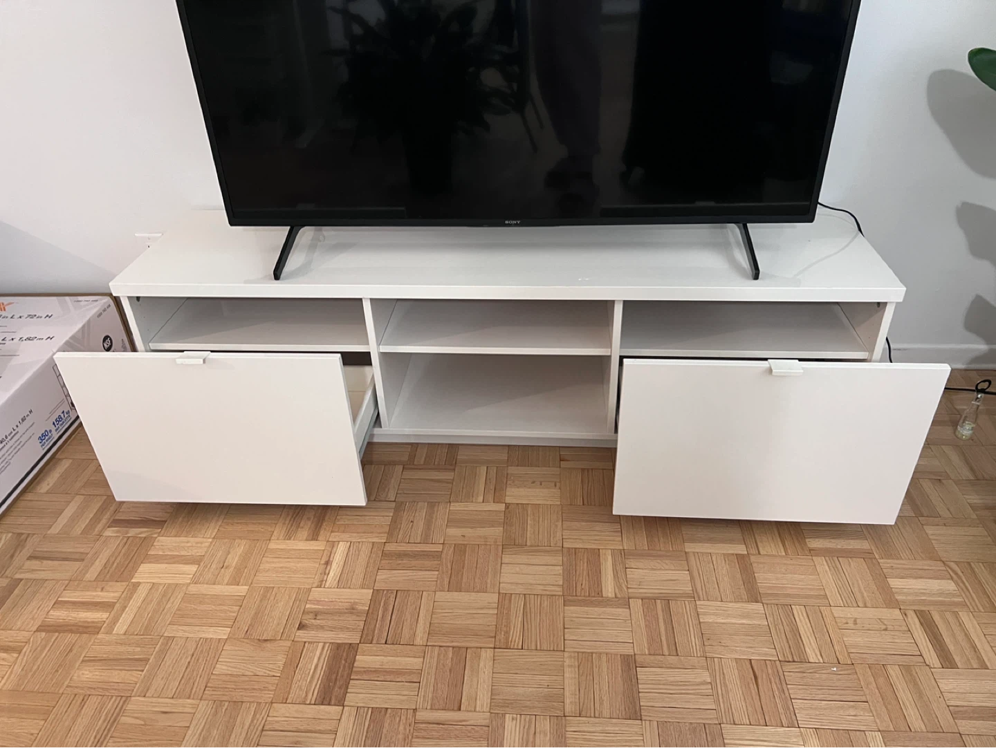 White Media Console TV Stand with Storage - photo 3