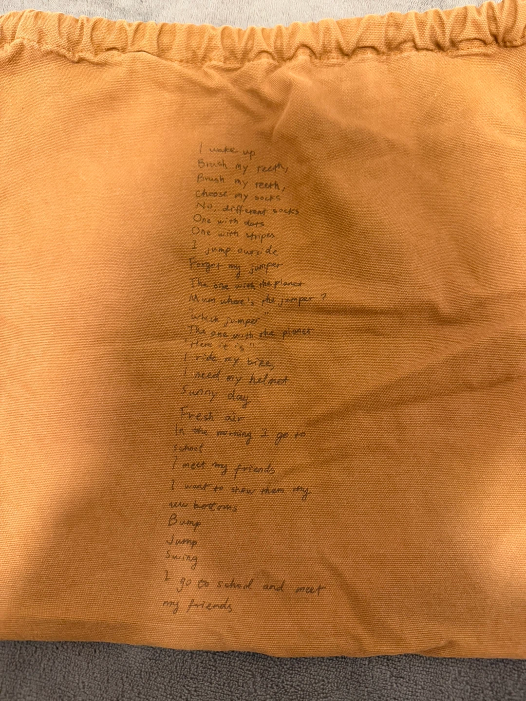 Brown Canvas Drawstring Bag with Poem - photo 3
