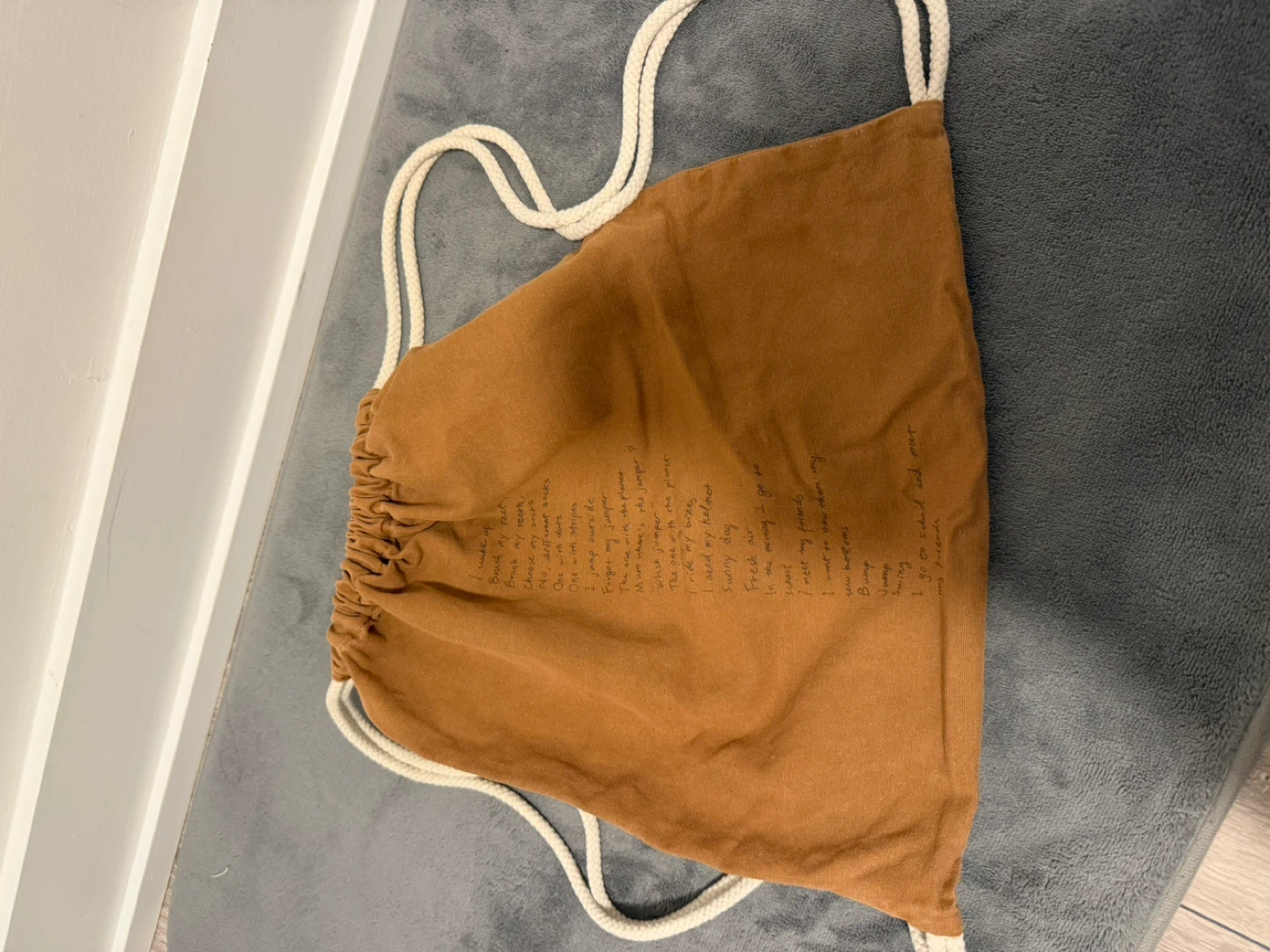 Brown Canvas Drawstring Bag with Poem - photo 2