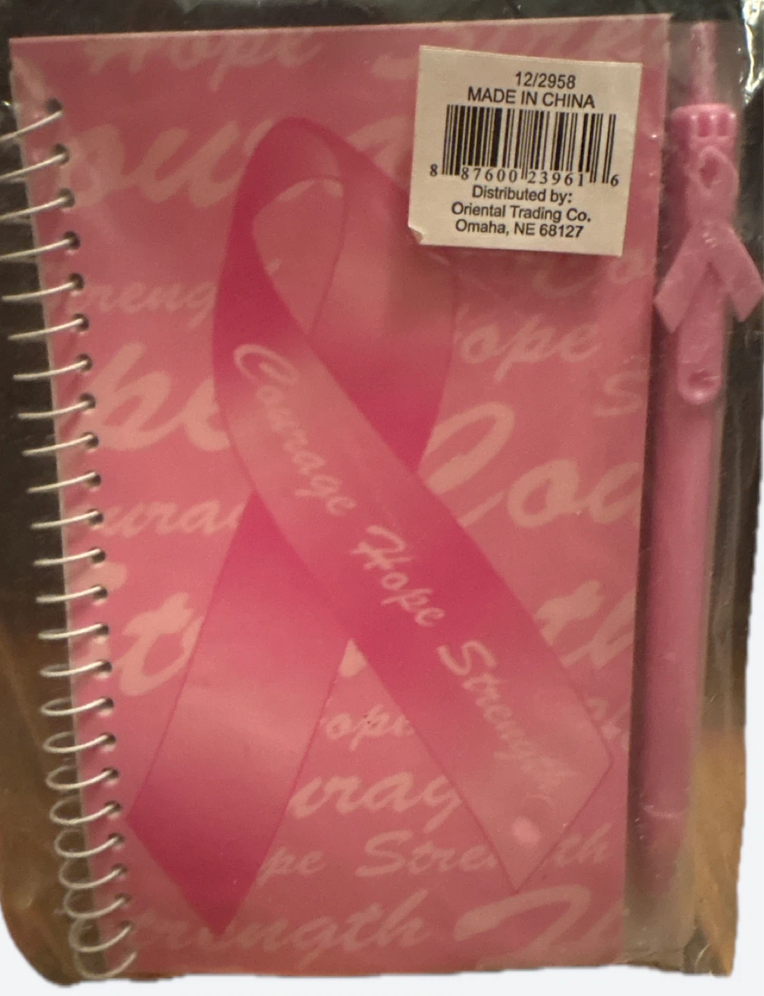 Pink Spiral Breast Cancer Notebook and Pen Set