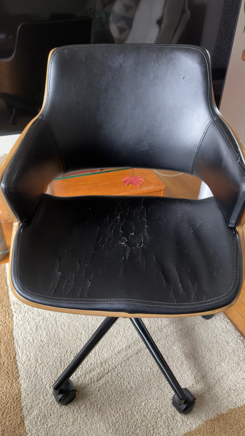 Office chair with cat scratches