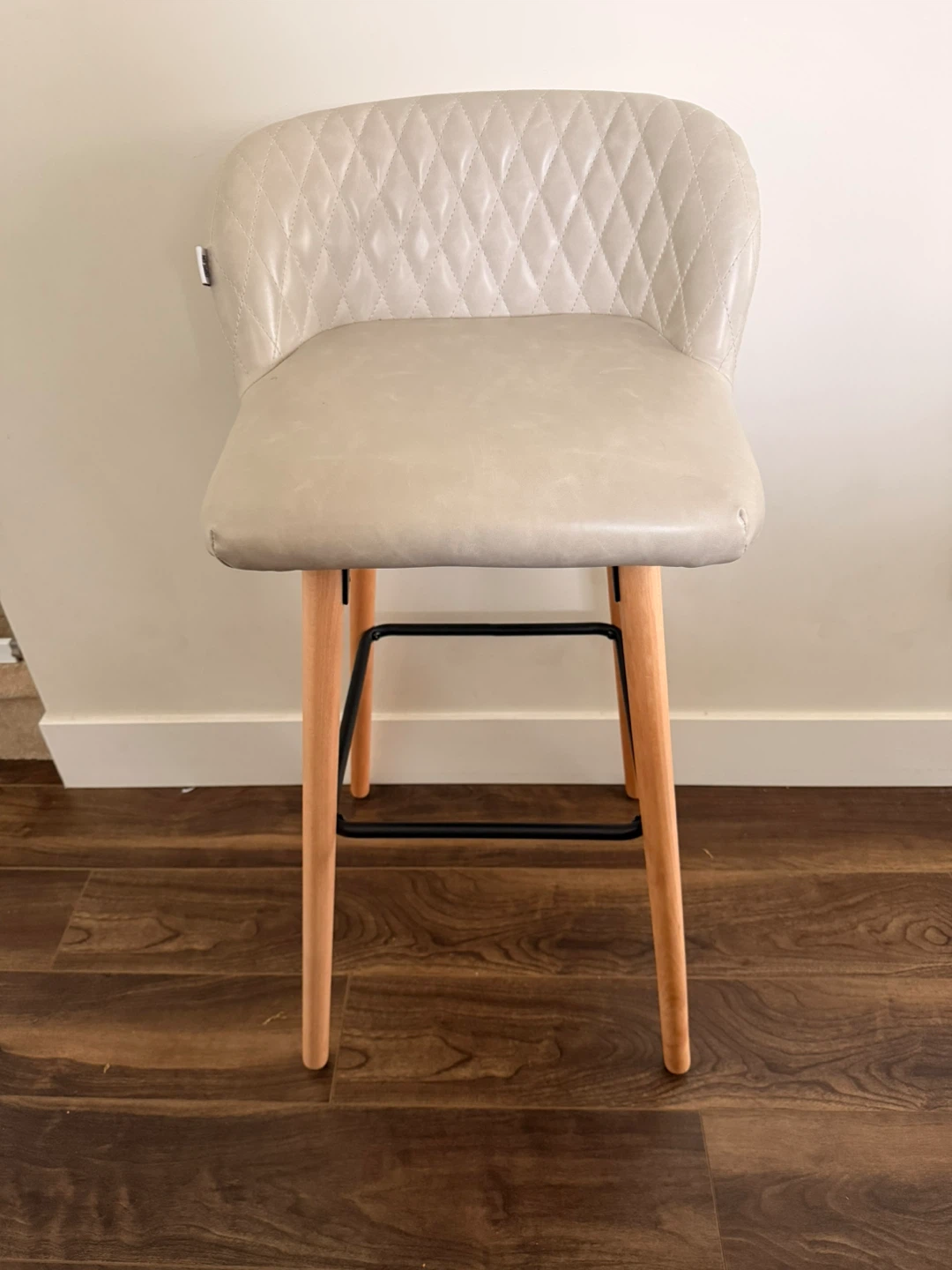 4 Bar Stools - Light Grey Faux Leather - photo 2