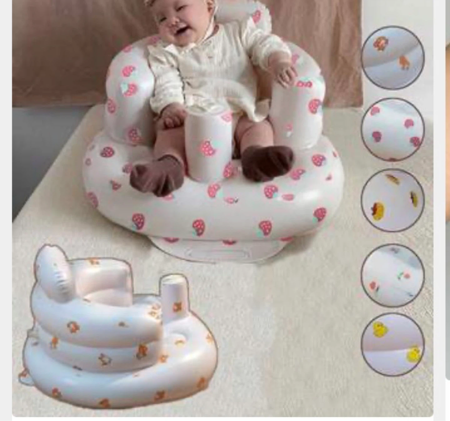 Inflatable Baby Support Seat with Strawberry Pattern