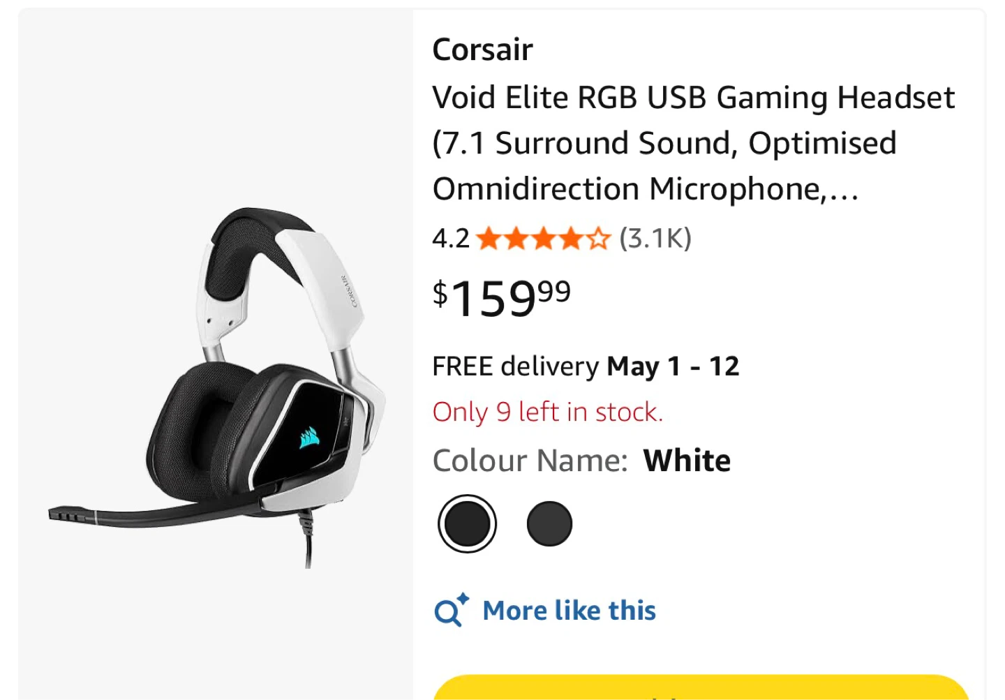 Corsair Void Elite RGB USB Gaming Headset - White - photo 3