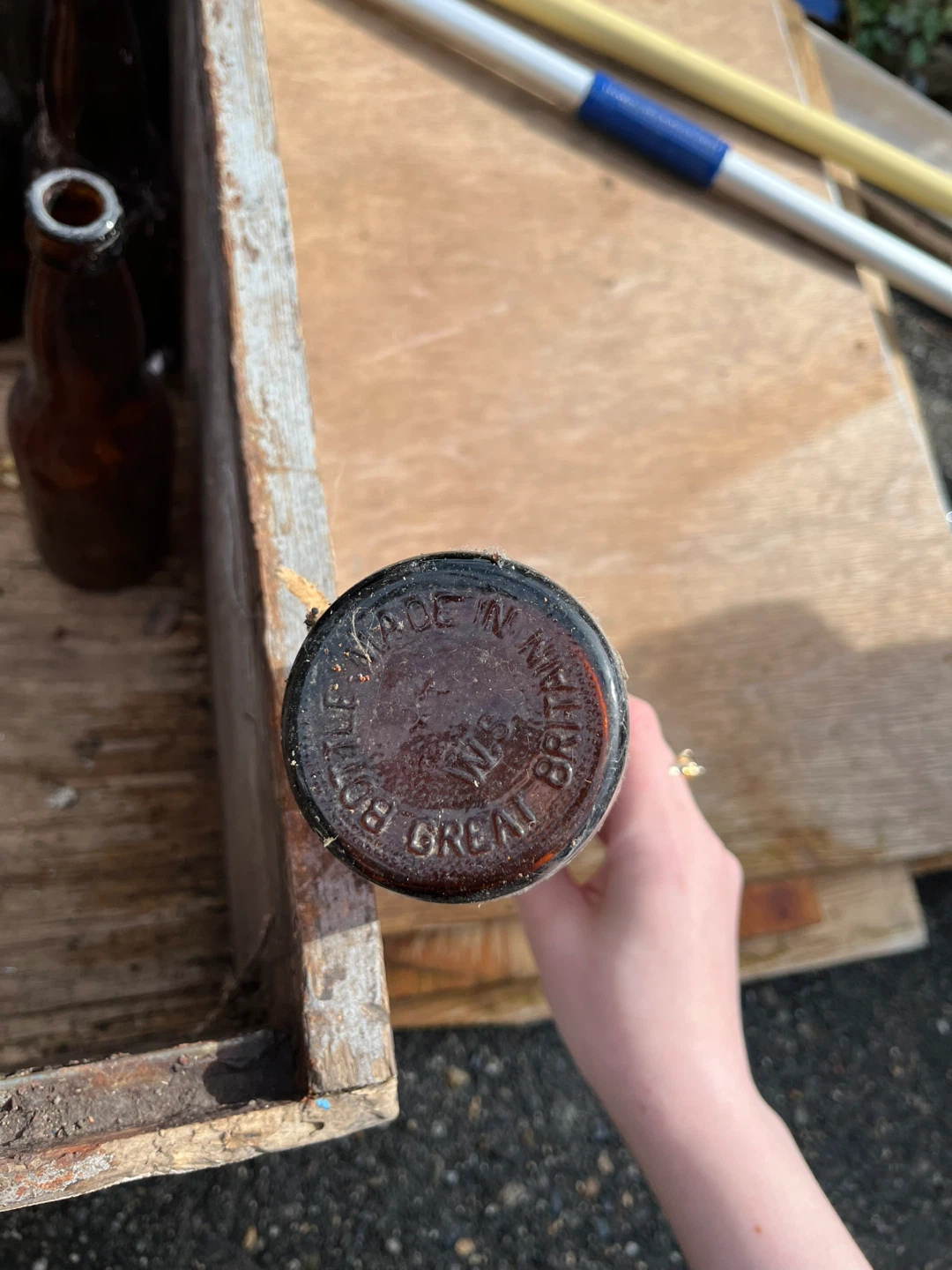 Collection of Vintage Glass Bottles with wood crate decor - photo 3