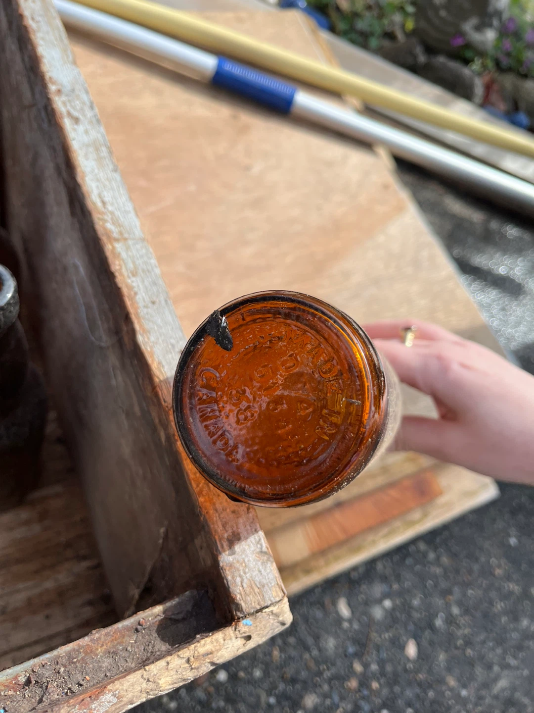 Collection of Vintage Glass Bottles with wood crate decor - photo 2