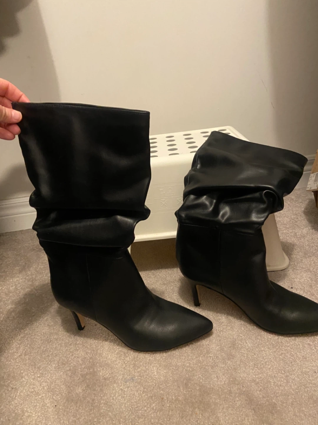Marc Fisher Black Leather Slouch Boots - Size 8M