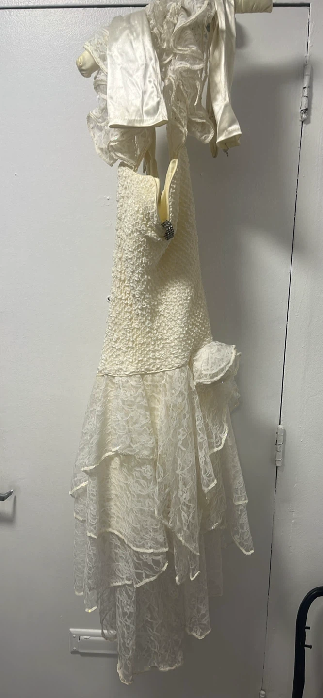LORANN White Lace Trimmed Dress