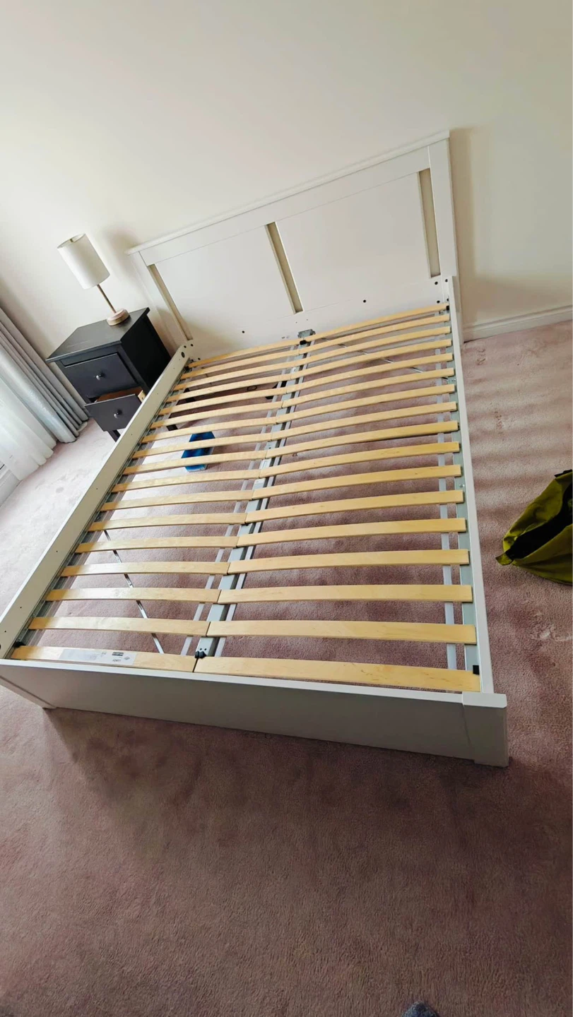 White Queen Bed Frame with Slats