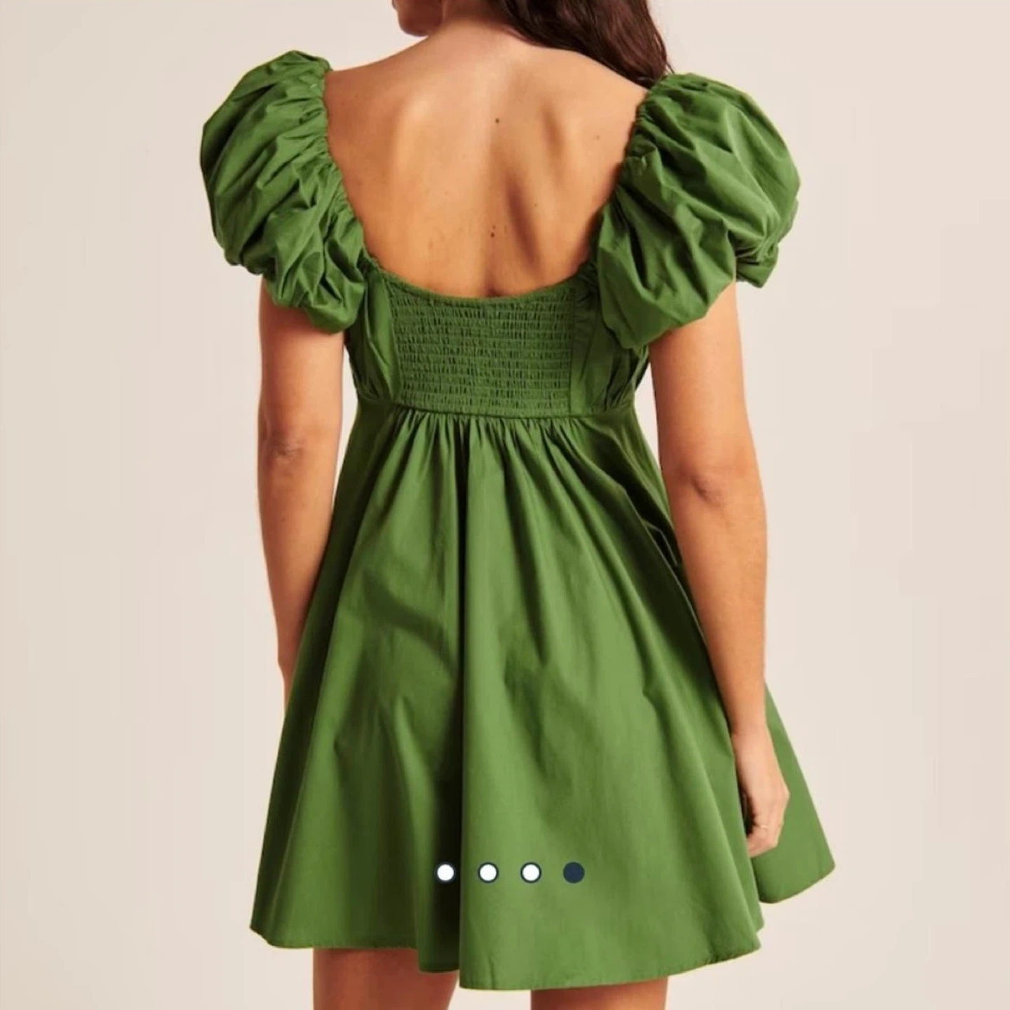 Abercrombie Puff Sleeve Mini Dress Green - photo 2