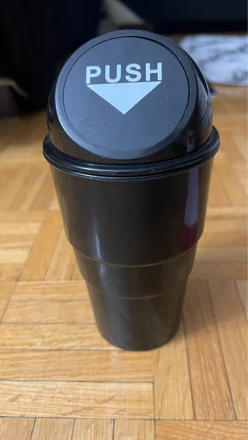 Black Car Trash Can with Push Lid